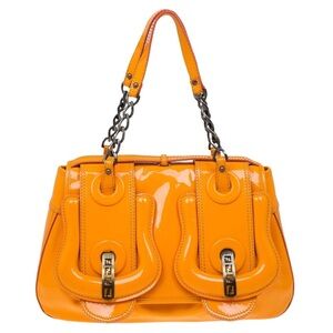 Fendi patent leather orange B purse  vintage